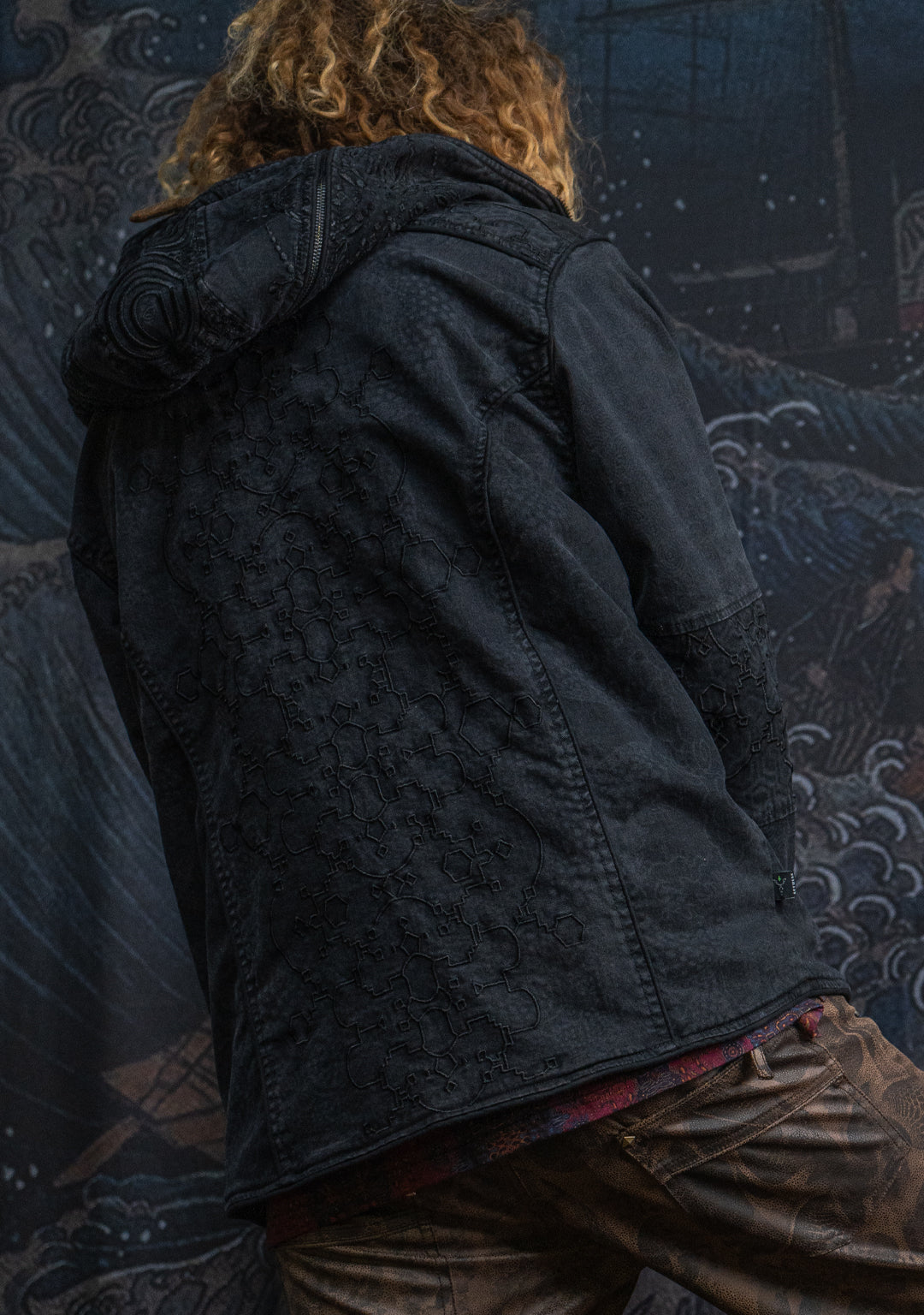 Jacket Men / Denim Stretchy Laser Print Digital Embroidery Stonewashed - DRAGONS IKARO